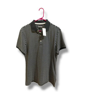 Barbour Striped Polo Shirt 100% Cotton Navy/White Size Medium